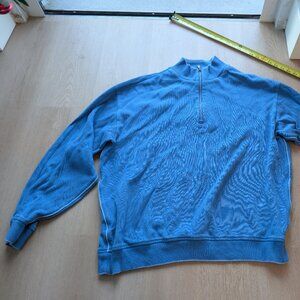 Tommy Bahama Blue 1/4 Zip Long Sleeve Pullover Sweatshirt Men's Stripe 2 tone